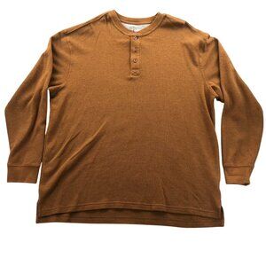 RedHead Men's Henley Shirt Long-Sleeve Waffle Knit Casual Classic Brown